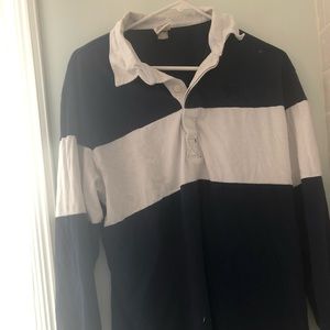 Pink collared boyfriend fit long sleeve tee